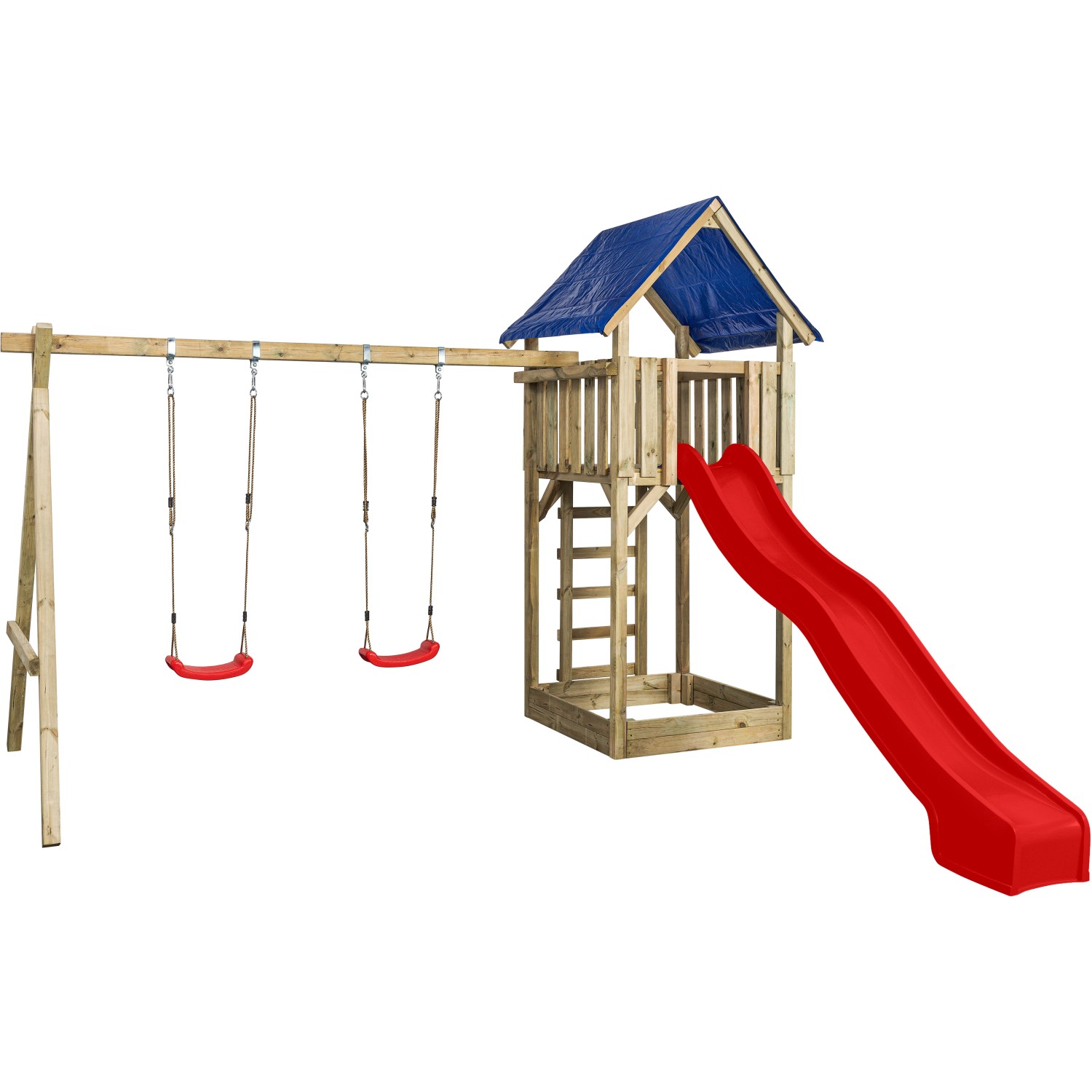 SwingKing Spielgerät Jonas mit Rutsche Rot 421 cm x 350 cm x 297 cm von SwingKing