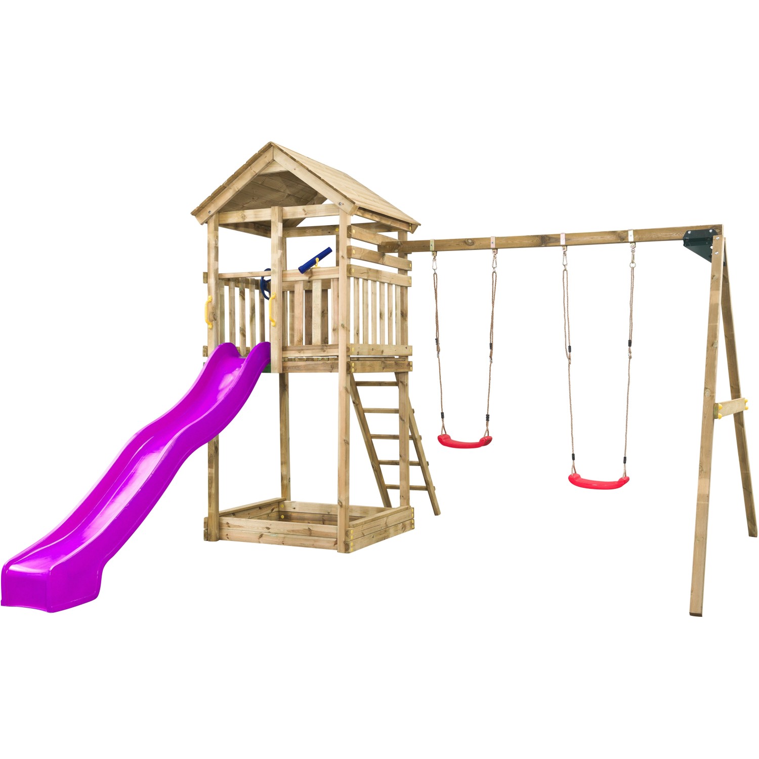 SwingKing Spielturm Daan Violet 400 cm x 320 cm x 420 cm von SwingKing
