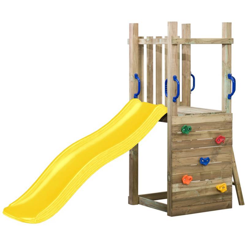 SwingKing Spielturm Irma mit Rutsche Gelb 70 cm x 160 cm x 175 cm von SwingKing