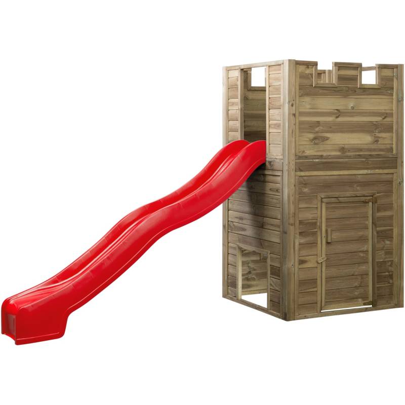 SwingKing Spielturm Lancelot mit Rutsche Rot 110 cm x 110 cm x 195 cm von SwingKing