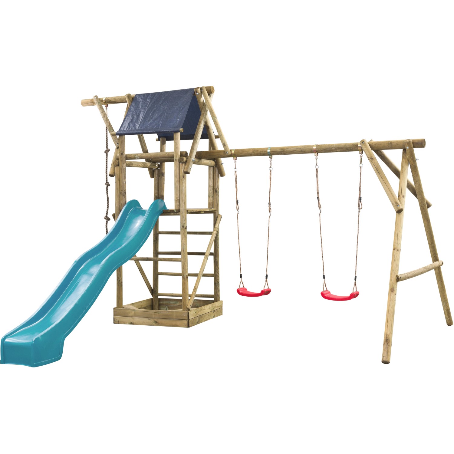 SwingKing Spielturm Niels Türkis 380 cm x 500 cm x 290 cm von SwingKing