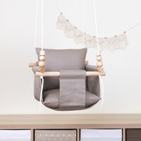 Baumwolle Babyschaukel, Hellbraun Indoor Holzstoff Schaukel von SwingsAndDreams