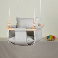 Natur Leinen Babyschaukel Handgefertigtes Buchenholz Kleinkind Spielzeug Natur Leinen Babyschaukel Handgefertigtes Buchenholz Kleinkind Spielzeug von SwingsAndDreams