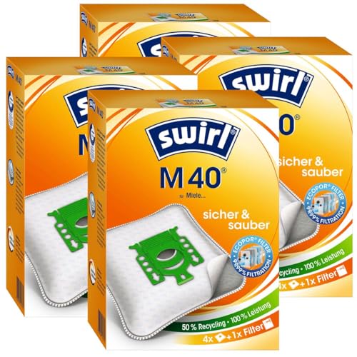4 Pakete Swirl Staubsaugerbeutel M40 (M54) / M 40 MicroPor Plus AirSpace für Miele Staubsauger Typ: G von AUNEOS