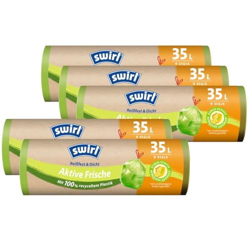 5x Swirl Aktive Frische Müllbeutel 35L (9 stk./Rolle) - Höhe 62cm von Swirl