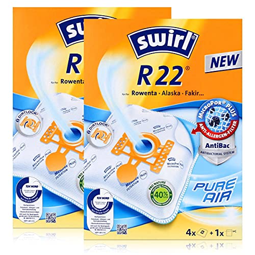8 Original SWIRL R22 Staubsaugerbeutel passend für Fakir C 180 EL / Turbo EL von Swirl