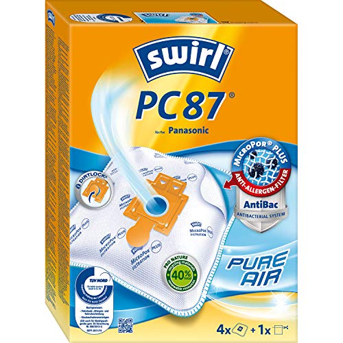 Swirl® PC 87® EcoPor® Staubsaugerbeutel für Panasonic, 4 Beutel, Blau von Swirl