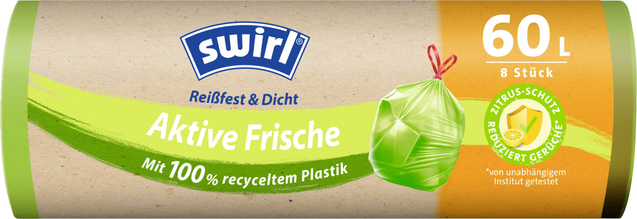 Swirl® Aktive Frische Müllbeutel 60 L Reißfest & Dicht von Swirl