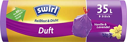 Swirl® Duft-Müllbeutel Vanille-Lavendel 35 L Reißfest & Dicht Müllsäcke & Müllsackständer von Swirl