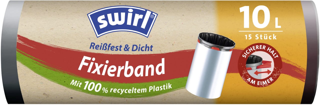 Swirl® Fixierband-Müllbeutel 10 L Reißfest & Dicht von Swirl