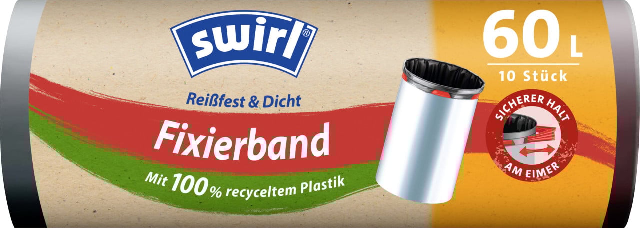 Swirl® Fixierband-Müllbeutel 60 L Reißfest & Dicht von Swirl