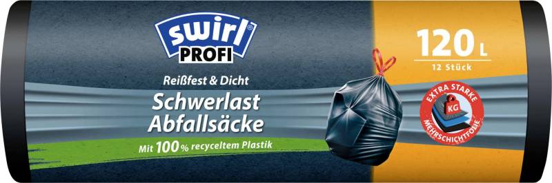 Swirl® Schwerlast-Säcke Profi mit Zugband 120 L Reißfest & Dicht von Swirl