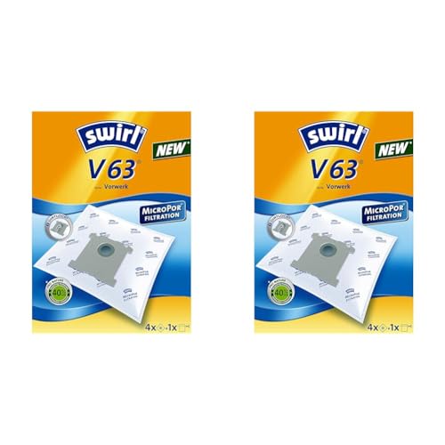 Swirl® V 63® EcoPor® Staubsaugerbeutel für Vorwerk, 4 Beutel (Packung mit 2) von Swirl