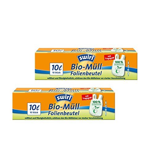 Swirl Bio-Müll Folien-Beutel 10l mit Tragegriff 10 stk./Rolle (2er Pack) von Swirl