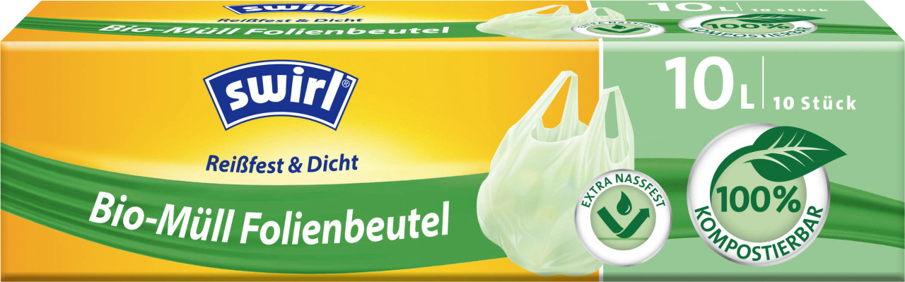 Swirl Bio-Müll-Folienbeutel mit Tragegriff 10 L 10 Stück von Swirl