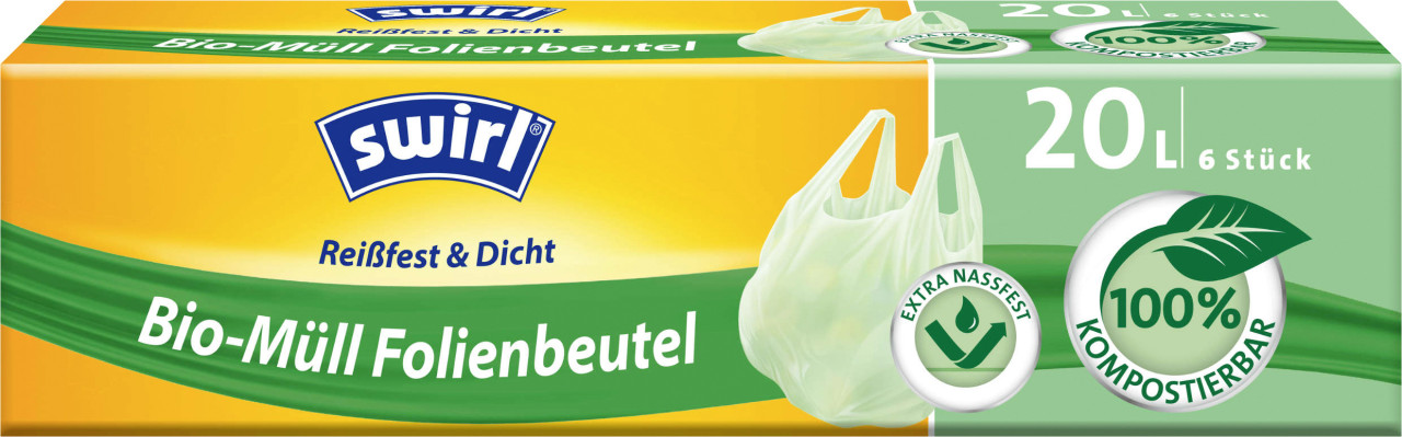 Swirl Bio-Müll-Folienbeutel mit Tragegriff 20 L 6 Stück von Swirl