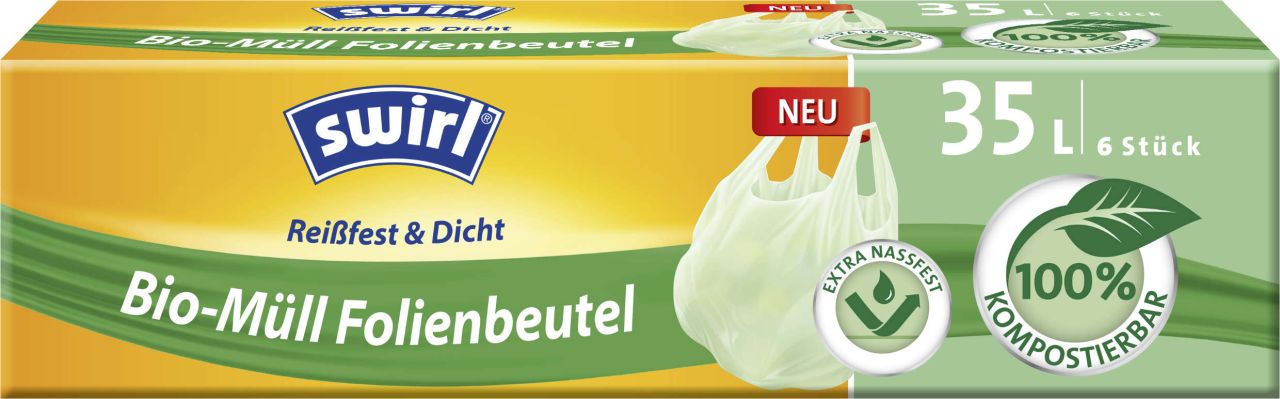 Swirl Bio-Müll-Folienbeutel mit Tragegriff 35 L 6 Stück von Swirl