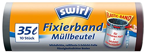 Swirl Fixierband-Müllbeutel 35 Liter, blickdicht, grau - 35L - 2x von Swirl