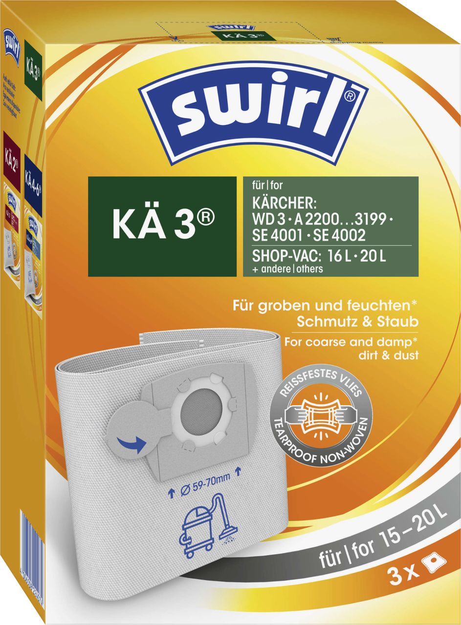 Swirl KÄ 3 Staubbeutel für Nass-Trockensauger, Kärcher/Shop-Vac 3 Stück von Swirl