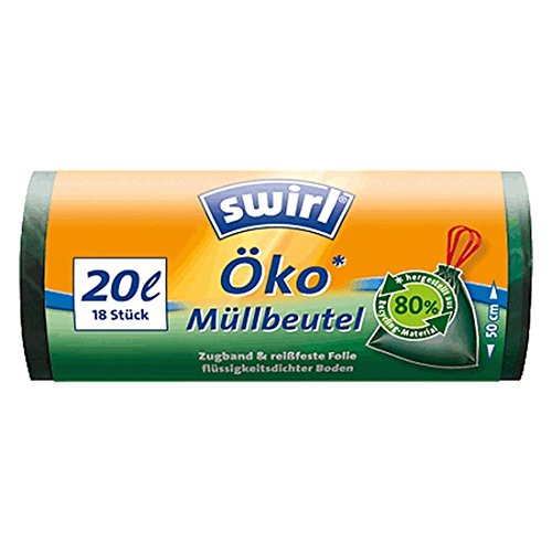 Swirl Müllbeutel 20l mit Zugband anthrazit VE=18 Stück von Swirl
