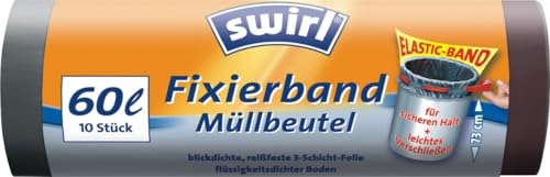 Swirl Müllbeutel 60l mit Fixierband anthrazit VE=10 Stück Swirl Müllbeutel 60l mit Fixierband anthrazit VE=10 Stück von Swirl