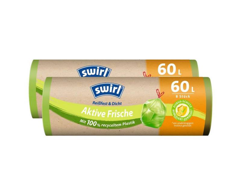 Swirl Müllbeutel Swirl Aktive Frische Müllbeutel 60 Liter - 8 stk./Rolle - 68x73cm (2er von Swirl