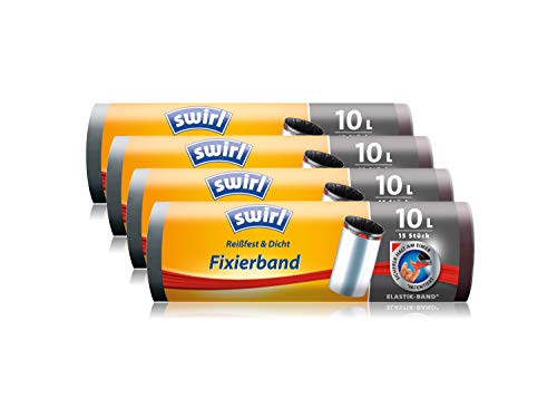 Swirl Müllbeutel mit Fixierband 10 Liter, 4er Pack (4x15 Beutel) von Swirl