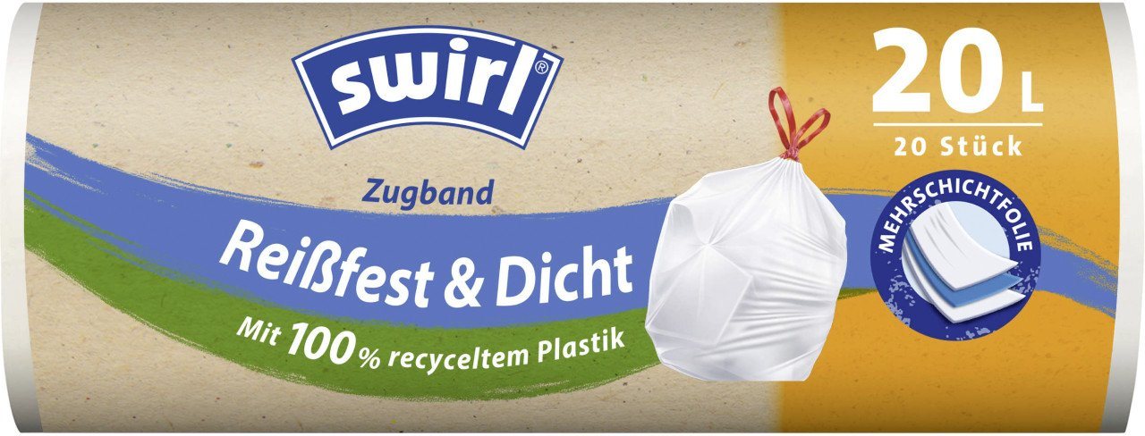 Swirl Müllsackständer Swirl® Zugband-Müllbeutel 20 L Reißfest & Dicht von Swirl