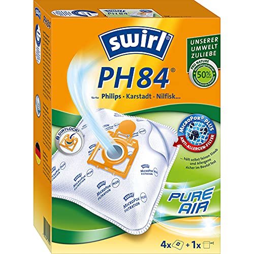 Swirl® PH 84 EcoPor® Staubsaugerbeutel für Philips und Nilfisk , 4 Beutel von Swirl