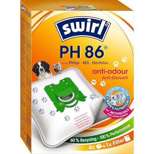 Swirl PH 86 NeutralizAir Staubsaugerbeutel für Philips Staubsauger, 4 Beutel + 1 Filter von Swirl