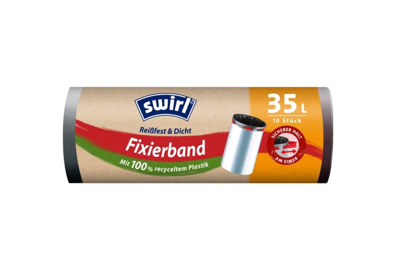 Swirl Papierkorb Müllsack mit Fixierband 35l schwarz 10 Stück von Swirl