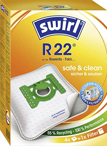 Swirl® R 22 EcoPor® Staubsaugerbeutel für Rowenta, Fakir, 4 Beutel von Swirl