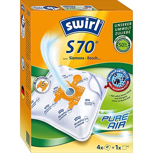 Swirl® S 70® EcoPor® Staubsaugerbeutel für Siemens, Bosch, 4 Beutel von Swirl