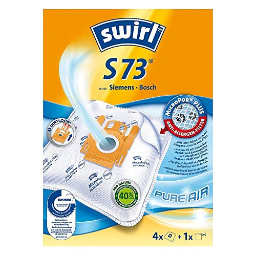 Swirl S 73 MicroPor Plus Staubsaugerbeutel für Siemens und Bosch Staubsauger | Dauerhaft hohe Saugleistung | Anti-Allergen-Filter | 4 Stück inkl. Filter von Swirl