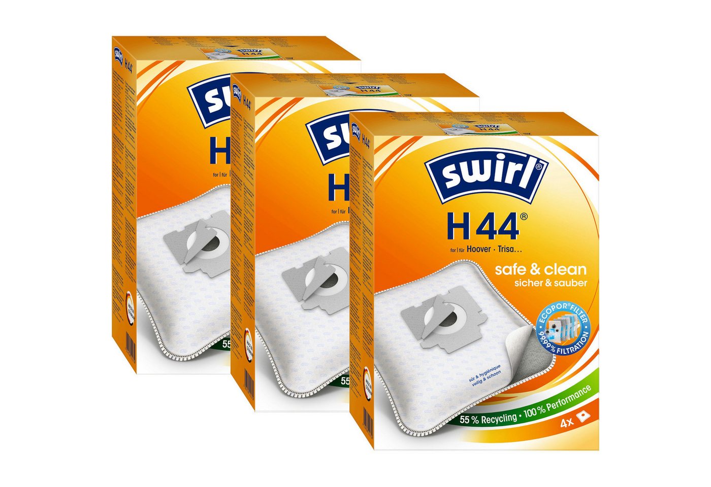 Swirl Staubsaugerbeutel SWIRL Staubsaugerbeutel H 44 EcoPor® Hoover Eta Trisa 12 Beutel, passend für Hoover Eta Trisa von Swirl
