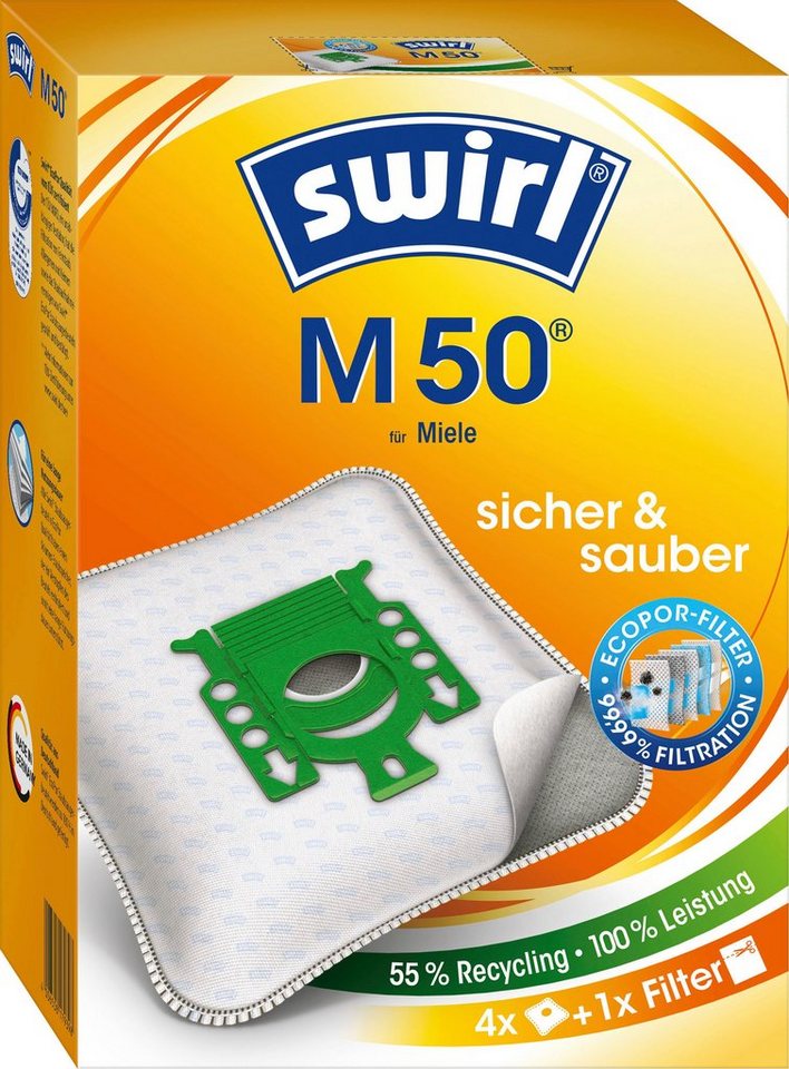 Swirl Staubsaugerbeutel Swirl® M 50 Staubsaugerbeutel für Miele, 4er- Pack von Swirl