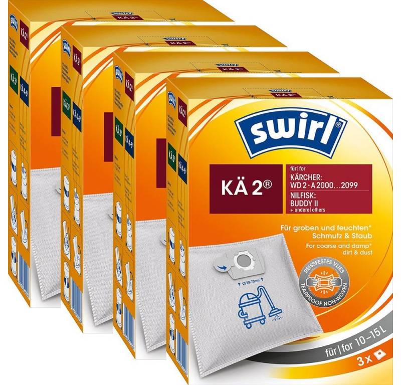 Swirl Staubsaugerbeutel Swirl KÄ2 KÄ 2, passend für Kärcher Nilfisk Staubsauger, 12 St., Optimale Passform, MicroPor® Plus-Qualität für lange Nutzungsdauer von Swirl
