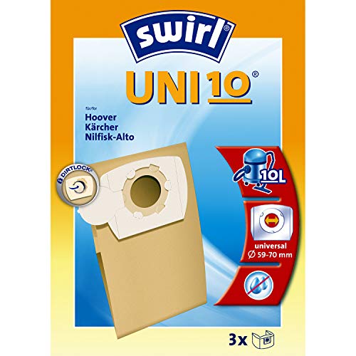 Swirl Uni 10 Papier Staubfilterbeutel für Hoover, Kärcher und Nilfisk-Alto Staubsauger, Classic, 3 Stück von Swirl