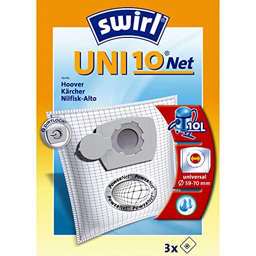Swirl Uni 10 PowerNet Staubfilterbeutel für Hoover, Kärcher, Nilfisk-Alto Staubsauger, 3 Stück Swirl Uni 10 PowerNet Staubfilterbeutel für Hoover, Kärcher, Nilfisk-Alto Staubsauger, 3 Stück von Swirl