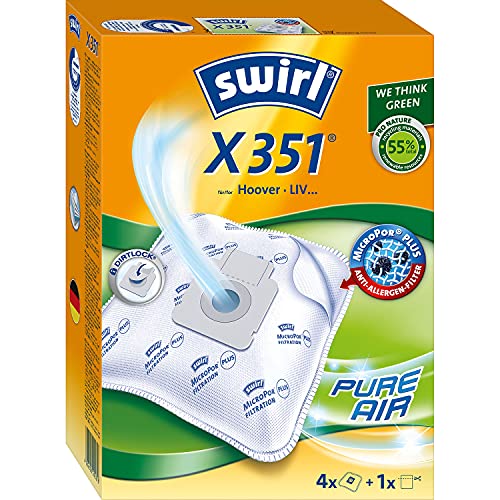 Swirl® X 351® EcoPor® Staubsaugerbeutel für Hoover, Rowenta, Severin, 4 Beutel von Swirl