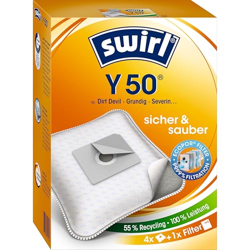 Swirl® Y 50 EcoPor® Staubsaugerbeutel für Dirt Devil, Grundig, Severin, 4 Beutel von Swirl
