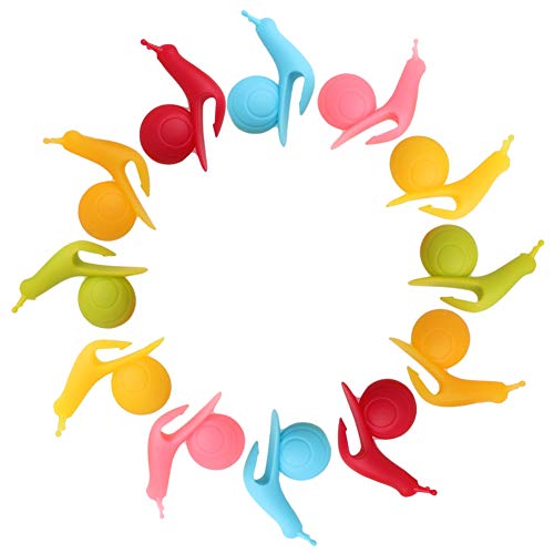 12 Stück Neue Nette Bunte Schnecke Form-Silikon-Hängeteebeutelhalter-Schalen-Becher-Süßigkeit-Farben-Geschenk-Set (12 pcs) von SwirlColor