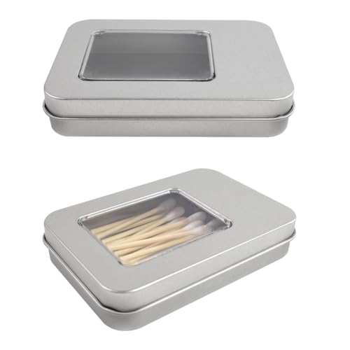 Baumwolle Swab Halter für Reisen, 2 Stück tragbare Perspektive kleine Baumwolle Knospenhalter leere Metallbox Behälter mit Slide Top für Baumwolle Kugel Zahnstäcker Haarkrawatten-Silber von SwirlColor