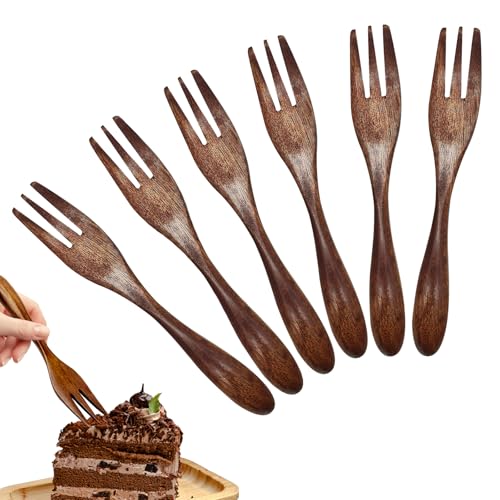 Hölzerne Gabeln für Kinder, 6 PCS Drei Zahn Dessert Kuchen Gabeln für Küchenbüro Camping Hölzerne Gabeln für Kinder, 6 PCS Drei Zahn Dessert Kuchen Gabeln für Küchenbüro Camping von SwirlColor