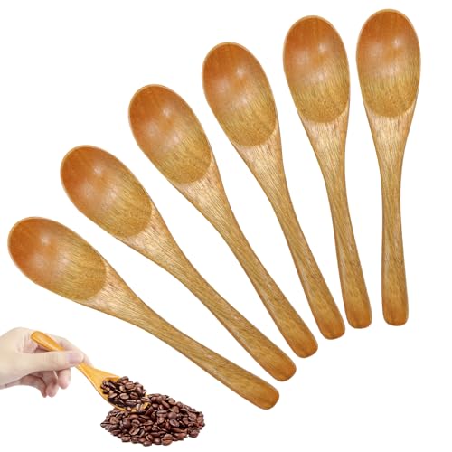 Kleine Holzlöffel 6pcs, Natürliche Hölzerne Teelöffel Handgemachte Honiglöffel Holz für Kaffee Tee Dessert Eis von SwirlColor