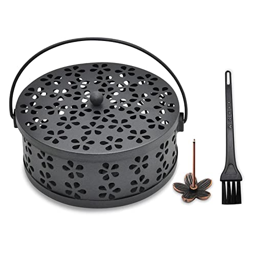 Mückenspirale Halter, Citronella Coil Räucherstäbchen Halter Box mit Deckel Griff Kleiner Räucherstäbchen Halter für Home Garden Indoor Outdoor 2pcs, mit Reinigungsbürste von SwirlColor