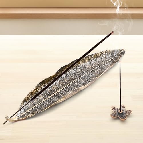 Räucherstäbchenhalter Metall Incense Holder Eschenfänger Weihrauchbrennerplatte mit Blumen Räuchertablett Kleine Größe 22 cm (Bronze) von SwirlColor