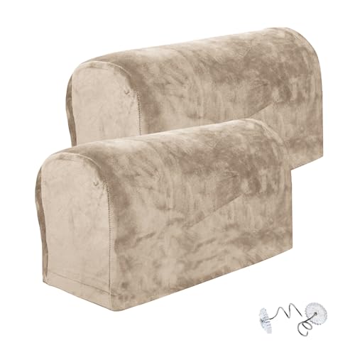 SwirlColor Armlehnenschoner, Weiche rutschfeste Armlehnenbezüge für Sessel Möbel Sofa Couch Arm Protector - Khaki von SwirlColor
