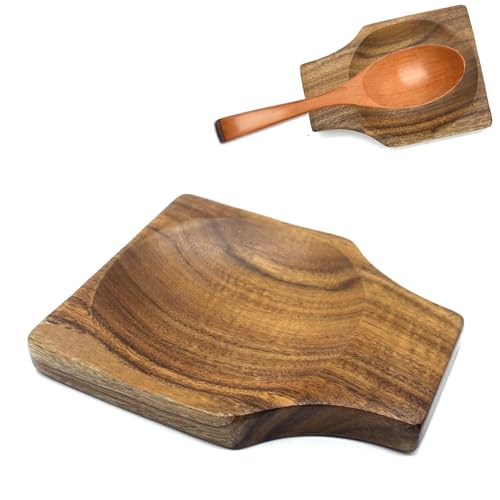 SwirlColor Kochlöffelablage, Kleiner Glatter Kochlöffel Halter aus Holz für Kochfeld Löffelhalter Küchen Löffelablagen für Spatel Löffel Zangen von SwirlColor