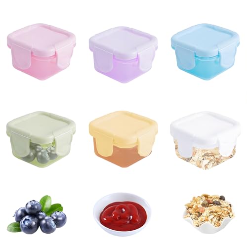 SwirlColor Saucen Behälter mit Deckel, Mini-Saucenbehälter Küche Vorratsdosen Dip Cups Reise Condiment Container Luftdicht und Auslaufsicher Vorratsbehälter BPA-Frei 6Pcs 2oz / 60ml von SwirlColor